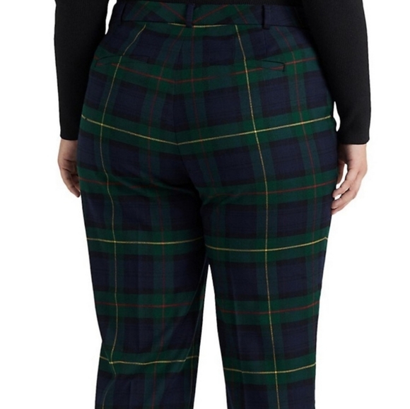 Lauren Ralph Lauren Plaid Wool-Blend Twill Ankle Pant - Picture 5 of 10